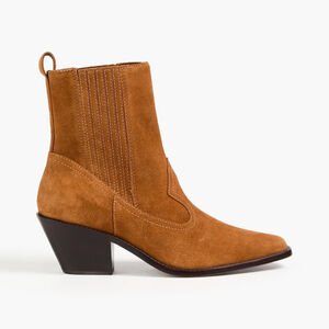 NIB Tory Burch Women's Western Ankle Boots Camel Brown Suede $458 - Size 7.5 M